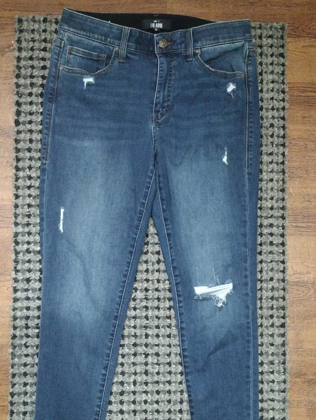 Lularoe Women's Dark Blue Distressed Stretchy Skinny Jeans